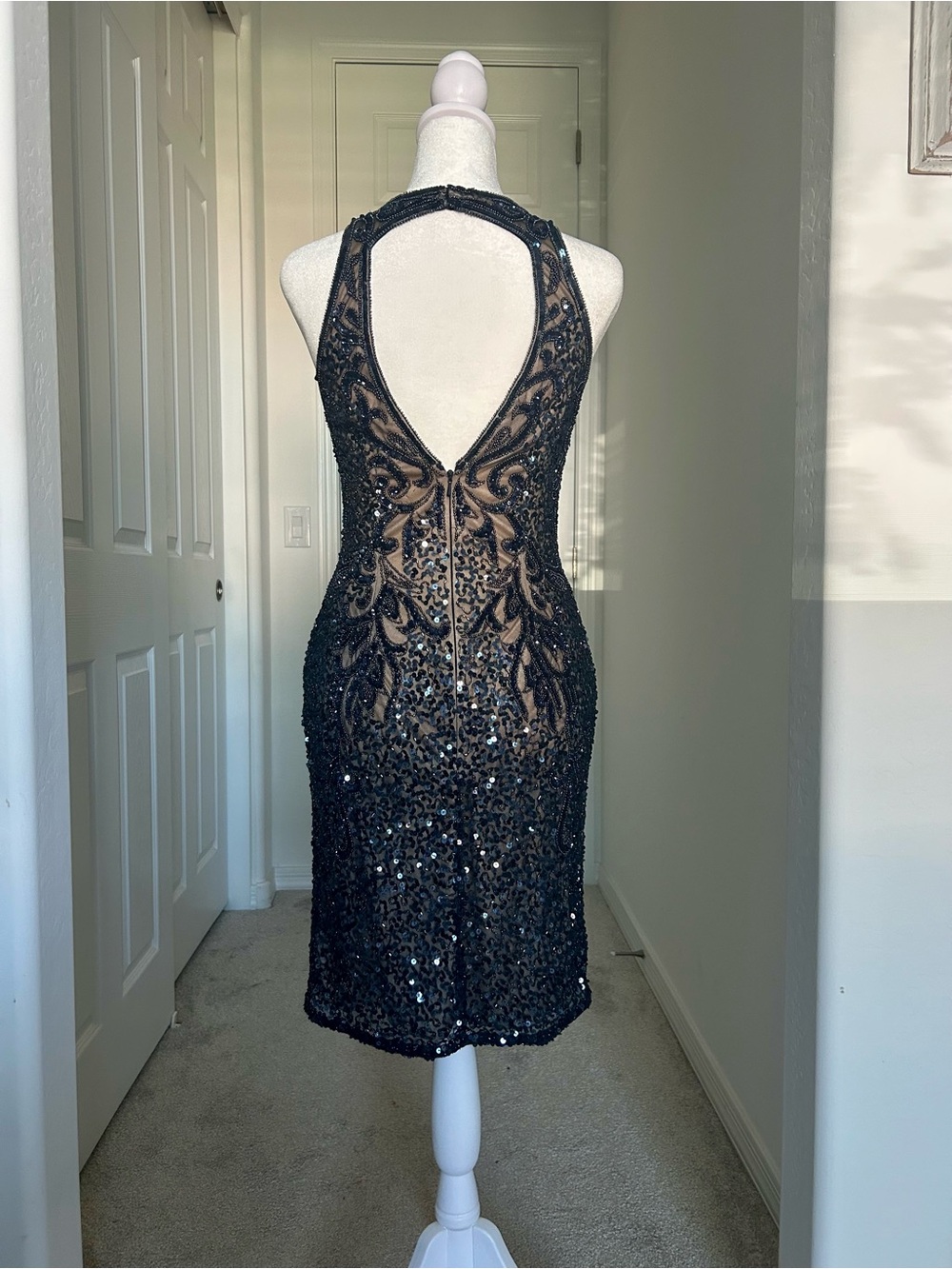 Scala Navy Sequin Midi Dress - Halter Neck - Picture 2 of 5